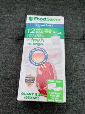 FoodSaver Liquid Block Quart Size Heat-Seal Barrier Bags New in Box